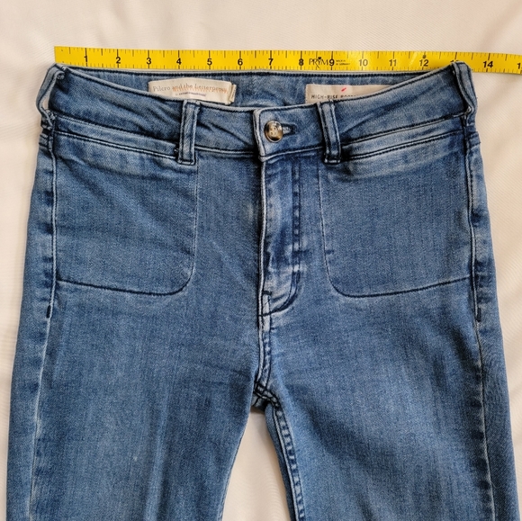 Anthropologie Pilcro Mid / High Rise Boot Cut Buttoned Slit Flare Jeans sz 25 - Picture 9 of 16
